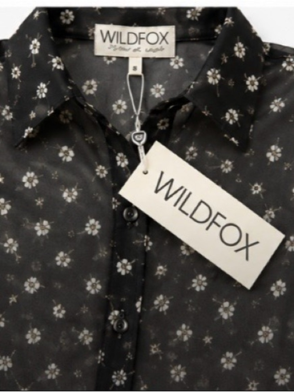 WILDFOX Women’s  Black Floral Button-Up Shirt